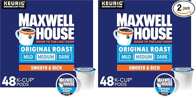 Maxwell House Original Roast Medium Roast K-Cup Coffee Pods, 48 ct. Box (Pack of 2)