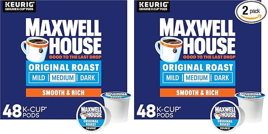 Maxwell House Original Roast Medium Roast K-Cup Coffee Pods, 48 ct. Box (Pack of 2)