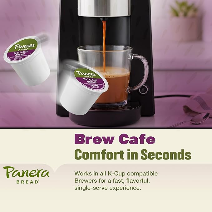 Panera Bread Hazelnut Crème Light Roast Coffee - Cafe-Quality Cup Pods, Smooth Buttery Flavor, 100% Arabica, No Artificial Ingredients, 60 Single Serve Pods (6 Packs of 10)