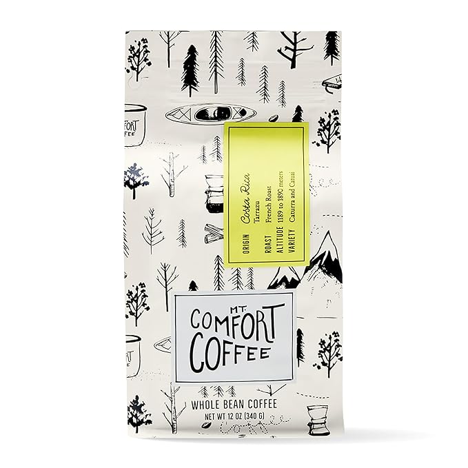 Mt. Comfort Coffee Costa Rica French Roast, 12 Ounce - Notes of Citrus, Tropical Fruit, & Brown Sugar - Premium Roasted Whole Beans