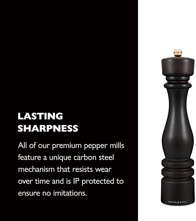 Cole & Mason London Refillable Spice Mill - Kitchen & Home Accessory - Table Salt Grinder - Salt Mill with Ceramic Mechanism - 11", Chocolate Wood