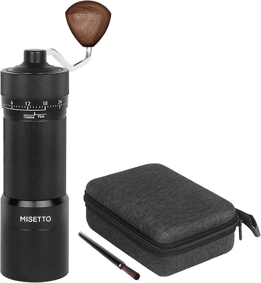 Manual Coffee Grinder with CNC Stainless Steel Conical Burr - External Adjustable Setting,Double Bearing Positioning,French Press Coffee,Pour Over for Hand Grinder Gift