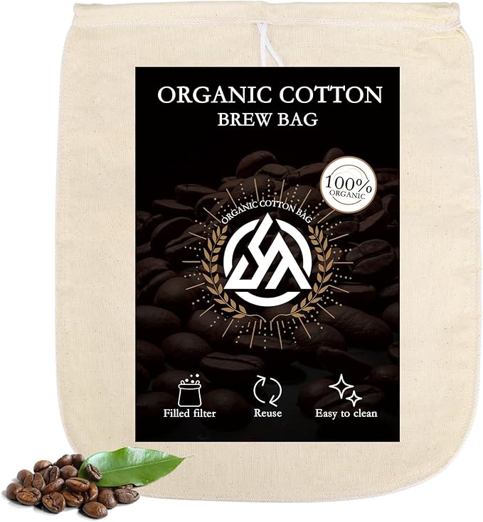 Organic Cotton Brewing Strainer Bag, 100% Unbleached Cotton Bag Reusable Hops and Cold Brew Coffee, for Fruit/Cider/Wine/Beer, Reusable Drawstring Straining XL 22x26 inches