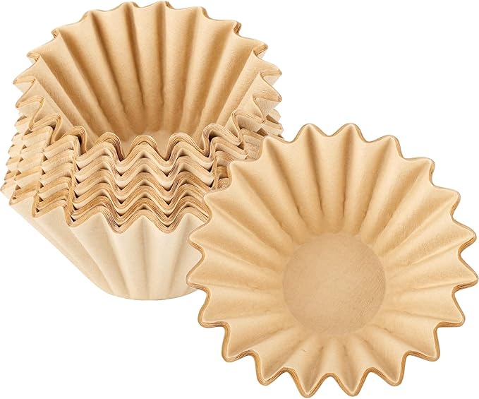 EUSOAR 1-2 Cup Unbleached Coffee Filters, Pack of 200 Disposable Natural Brown Paper Basket Filters, for Small Basket Style Single Pour Over and Drip Coffee Makers, for Home Commercial