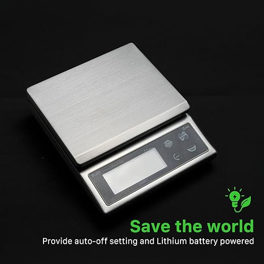 Polit Sun Rechargeable Food Scale for Kitchen13lb/6kg, 0.02oz/0.5g Precision IP65 Waterproof Kitchen Scale with LCD Display Stainless Steel Top, Grams & Ounces for Seafood, Baking & Restaurants