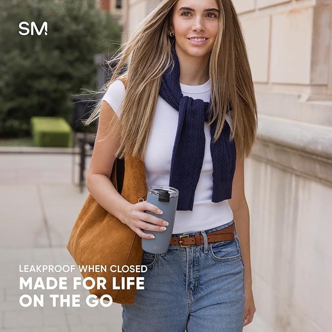 Simple Modern Travel Coffee Mug Tumbler with Flip Lid | Reusable Insulated Stainless Steel Cold Brew Iced Coffee Cup Thermos | Gifts for Women Men Him Her | Voyager Collection | 12oz | Cream Leopard