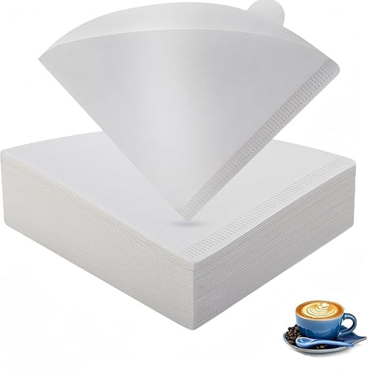 Cone Filters #2 for Coffee Makers - Tear-Resistant Paper, Sustainable Material, Say Goodbye to Coffee Grounds in Your Brew (300, white)