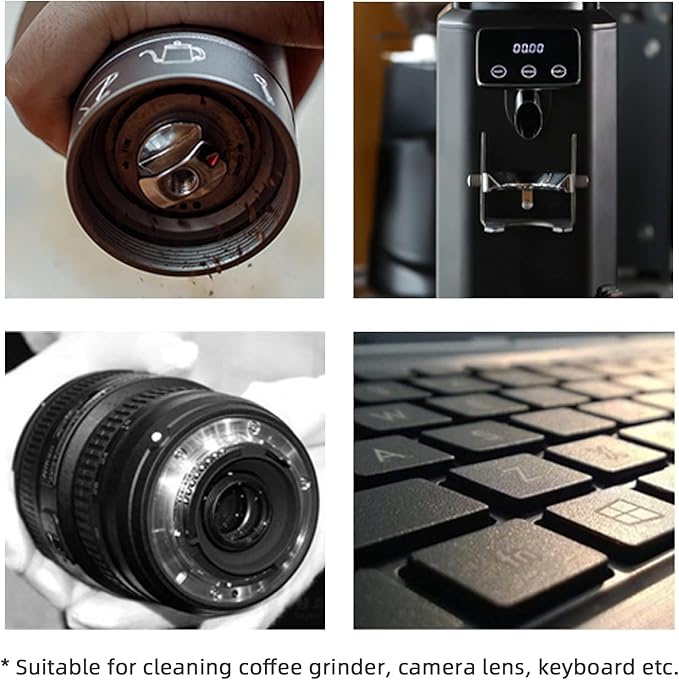 MHW-3BOMBER Air Blower and Coffee Grinder Cleaning Brush, Coffee Machine Cleaning Tool Set, Air Duster and Walnut Wood Brush Kit for Espresso, Camera, Keyboard, Coffee Powder Cleaning Tool CS7088-OS