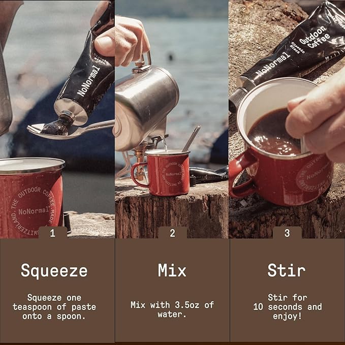 No Normal Dark Roast, Instant Coffee Paste (20 Cups) – The Outdoor Coffee – Swiss-Made, Fairtrade Arabica Beans, Liquid Concentrate Alternative- Uncomplicated, Zero Waste On-the-Go Tube- Slightly Sweetened