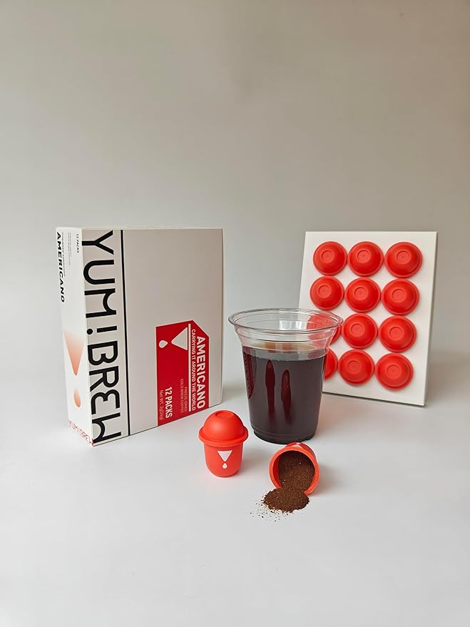 Yum!Brew Instant Americano Coffee – Freeze-Dried Arabica from Yunnan | 12 Single Servings | Bold & Smooth | Hot or Cold Brew | No Sugar | Low Calorie | Travel-Friendly Mini Pods