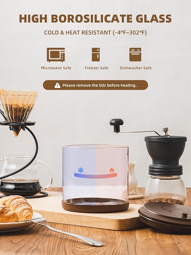 Airtight Coffee Canister, 14 oz Borosilicate Glass Coffee Bean Storage Container with Pop Lid, CO2 Releasing Valve for Grounds Coffee, Beans, Sugar, 1200ml