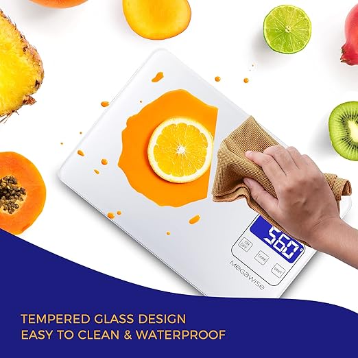 Digital Kitchen Scale K28H – Ultra-Slim Design, Precise 1g–15kg Measurement, 5 Units, Tare Function, Backlit Display, for Baking, Cooking & Meal Prep