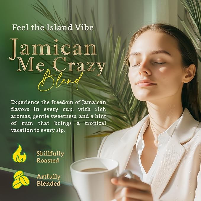 Jamaican Me Crazy Whole Bean Coffee – 100% Arabica, Single Origin, Medium Roast, Naturally Sweetened, Caramel and Vanilla Flavored – Perfect for Cold Brew – by Coffea Flavor