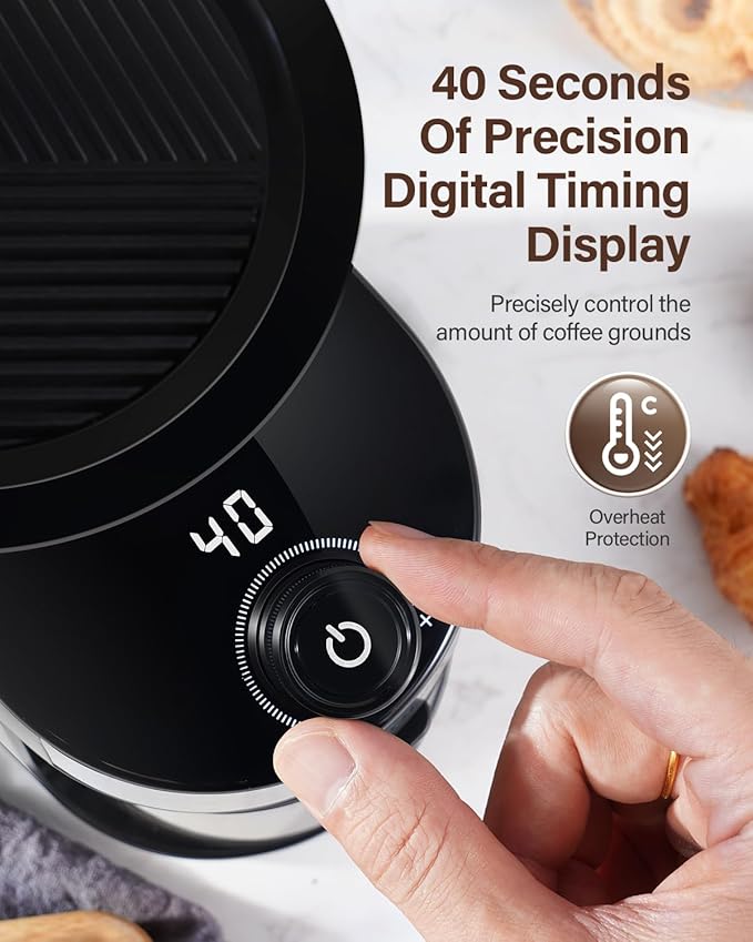 SHARDOR Electric Burr Coffee Grinder for Home Use, Coffee Bean Grinder for 32 Grind Settings, 40-Second Adjustable Timer, One-Touch Start & Cleaning Button, Black