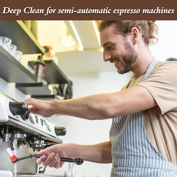 Espresso Brush 2 Pieces Coffee Brush Espresso Cleaning Brush with Spoon Head for Coffee Grinder and Espresso Cleaning