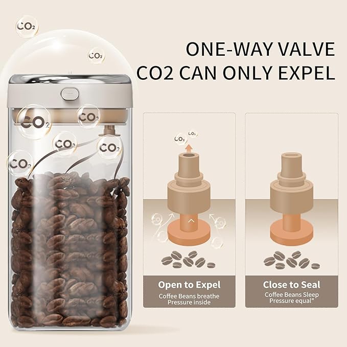 Coffee Canister with Premium Glass - Airtight Coffee Container with One-Way CO2 Valve and Freshness Tracker, Perfect for Coffee Bean Storage, 17oz/500ml