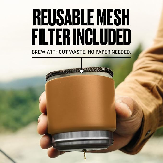 VSSL - Nest Pour Over Coffee Kit + Java G25 Bean Grinder Bundle | Coffee for Camping | Pour Over Dripper | Two 10oz Stainless Steel Travel Mugs | Sahara/Carbon