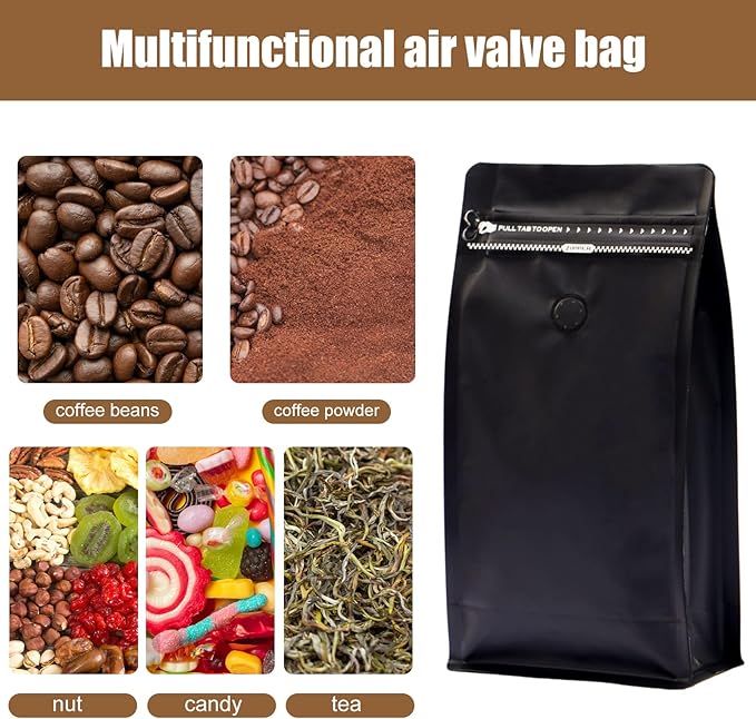 Coffee Bags with Valve,(16 oz,1 lb,100pcs) Empty Pink Aluminumed Foil Flat Bottom Standing Heat Sealed Coffee Beans Storage Bags,Side Zipper Reusable Pouches for Home or Store