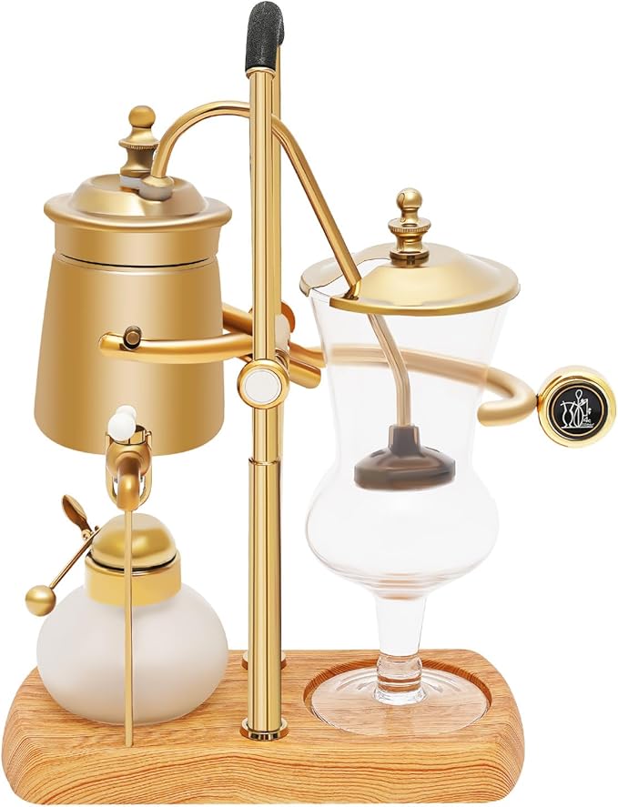 Vintage Siphon/Syphon Coffee Maker, Belgian Luxury Coffee Brewer Pot 500ML Capacity Vacuum Coffee Maker for 4-5 Cups (Golden)