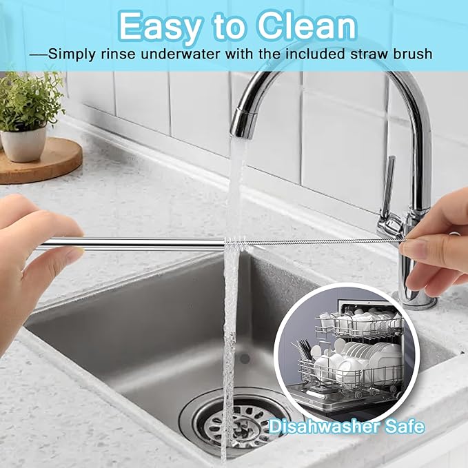 10 Pcs Short Metal Straws, 6 in x 8 mm Metal Straws Reusable Stainless Steel Straws Bent with 2 Cleaning Brush, Reusable Short Drinking Straw for Cocktail Coffee Mugs Small Glasses Cups