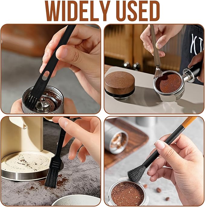 4Pcs Coffee Grinder Cleaning Brush Set with Natural Bristles & Wood Handle Daily Necessities for Espresso Machine, Coffee Grinder, and Portafilter Cleaning Tool