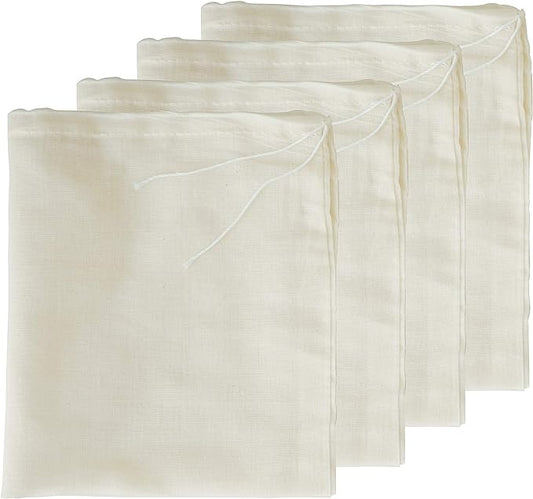 Cheesecloth Bags for Straining,Reusable Cold Brew Coffee Cheese Cloths Strainer,Large Nut Milk Tea Juice Bag,100% Natural Cotton Fine Mesh Filter Bags(Large,4 Pack)