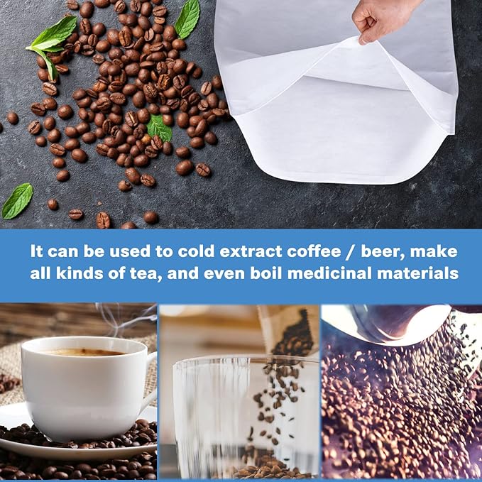 50 Pack Cold Brew Coffee Filters, 20" X 20" Commercial Bags, Brew Up To 5 LBS Coffee, Filter Bag, 5 Gallon