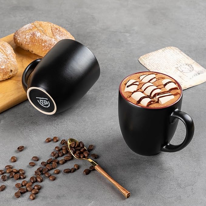 GBHOME 12oz Coffee Mugs Set of 6, Large Ceramic Coffee Mugs for Man, Woman, Dad, Mom, Modern Coffee Mugs Set with handle for Tea/Latte/Cappuccino/Milk/Cocoa. Dishwasher&Microwave Safe,Multi-Color