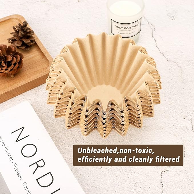 EUSOAR 1-4 Cup Disposable Coffee Filters, Pack of 200 Paper Basket Style Filter, Natural Brown Unbleached, for Home Commercial Coffee Dripper, for Single Pour Over and Drip Coffee Makers