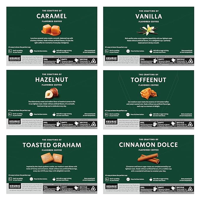Starbucks K-Cup Coffee Pods, Flavored Hot or Iced Coffee, Variety Pack, 60 Keurig Pods