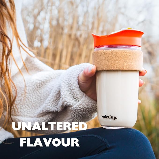 Large Travel Mug - Reusable Insulated Coffee Mug - 18oz/530ml BPA-Free Hot Drink Travel Mug with Lid & Cork Band (Red)