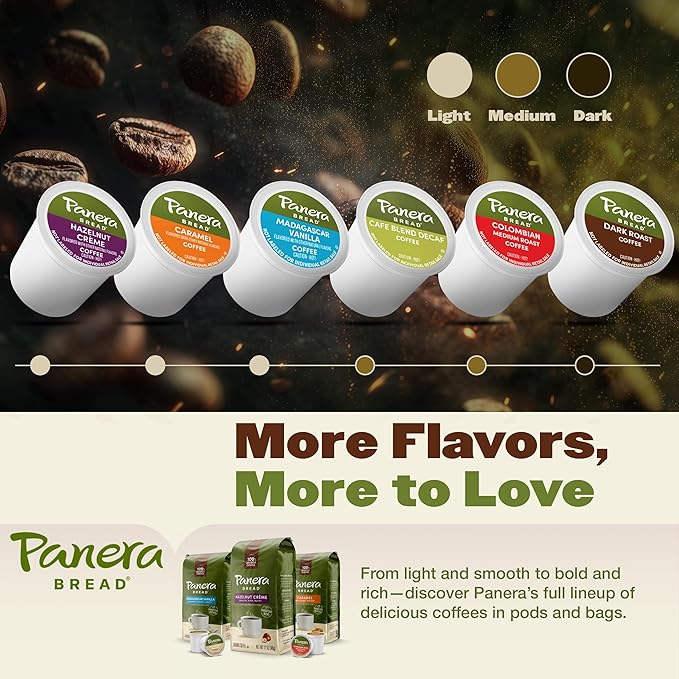Panera Bread Dark Roast Coffee Pods, 100% Arabica Keurig Compatible, Bold & Smooth Dark Chocolate Finish, Kosher Certified, Recyclable Single Serve Cups, 60 Single Serve Pods (6 Packs of 10)