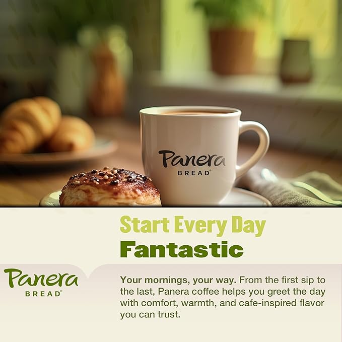 Panera Cafe Blend Decaf Coffee Pods, Medium Roast Cups - 100% Arabica, Smooth & Balanced with Caramel Notes, Sustainably Sourced, No Bitterness 60 Single Serve Pods (6 Packs of 10)