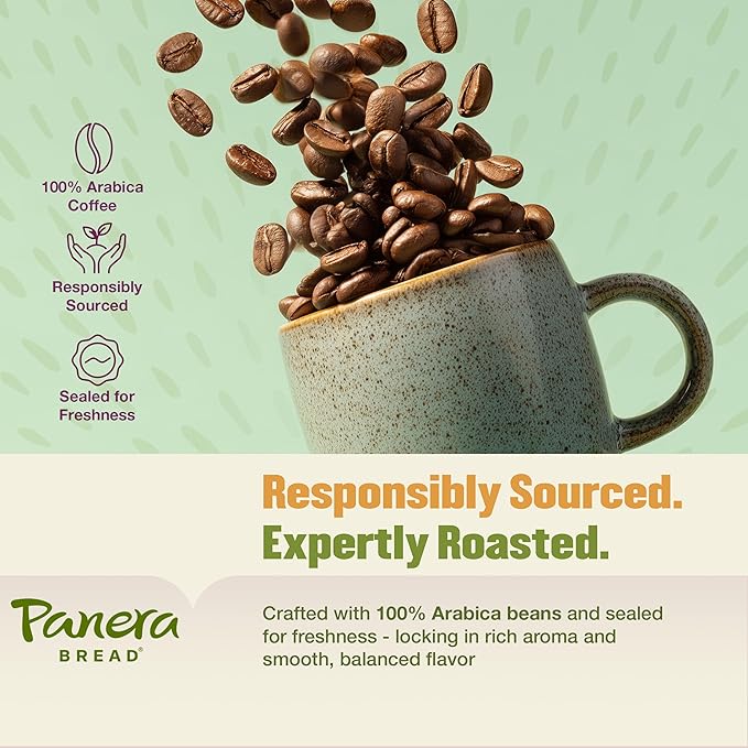 Panera Caramel Coffee Pods, Light Roast Cups, Keurig Compatible, Natural Caramel Flavor, 100% Arabica, Kosher, No Artificial Ingredients 60 Single Serve Pods (6 Packs of 10)