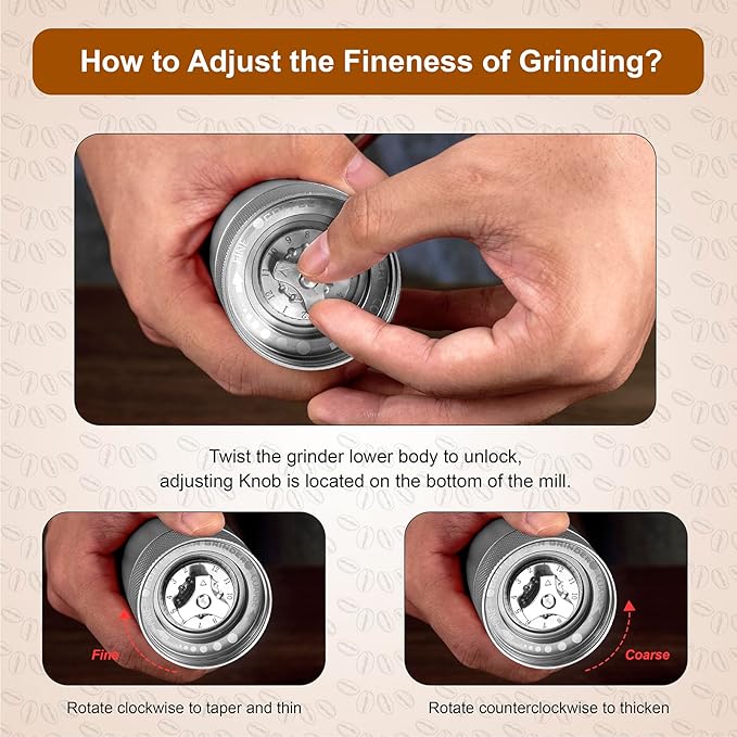 M6 Manual Coffee Grinder,Conical Hexagonal Burr & Double Bearings for Smooth Grinding,Designed for Espresso Pour Over French Press,25g Capacity,Compact & Portable,Gifts for Coffee Lovers