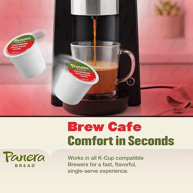Panera Bread Colombian Coffee Cups, 100% Arabica Medium Roast, Smooth & Balanced with Brown Sugar Notes, No Artificial Ingredients, 60 Single Serve Pods (6 Packs of 10)