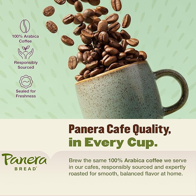 Panera Bread Dark Roast Coffee Pods, 100% Arabica Compatible, Bold & Smooth Dark Chocolate Finish, Kosher Certified, Recyclable Single Serve Cups, 96 Single Serve Pods (4 Packs of 24)