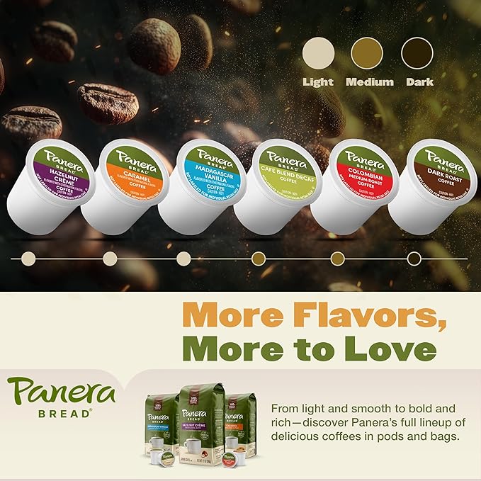Panera Caramel Coffee Pods, Light Roast Cups, Keurig Compatible, Natural Caramel Flavor, 100% Arabica, Kosher, No Artificial Ingredients 60 Single Serve Pods (6 Packs of 10)