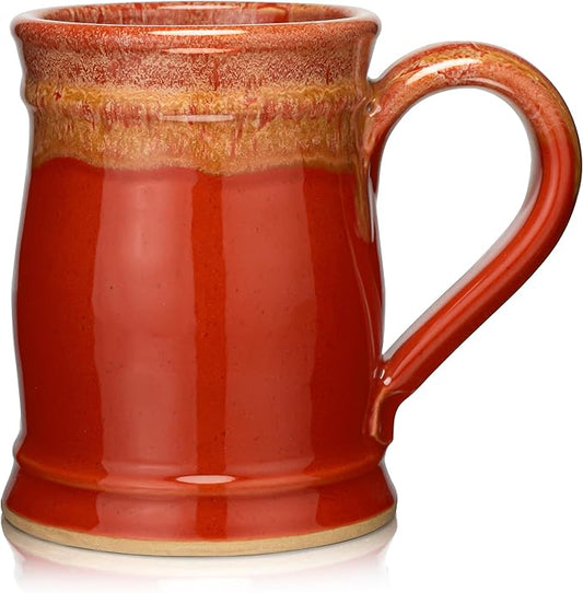 20oz Barrel Coffee Mug Handmade in the USA (Cayenne/Rust)