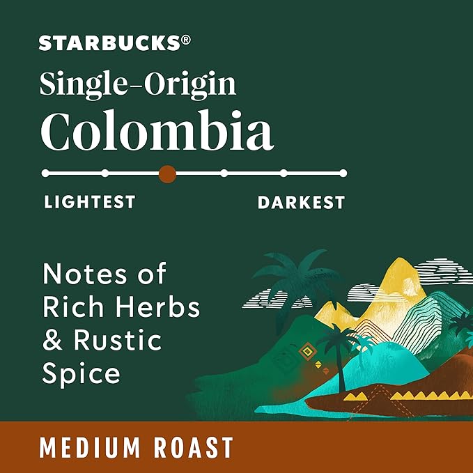 Starbucks K-Cup Coffee Pods, Medium Roast Coffee, Colombia, 100% Arabica, 6 boxes (60 pods total)