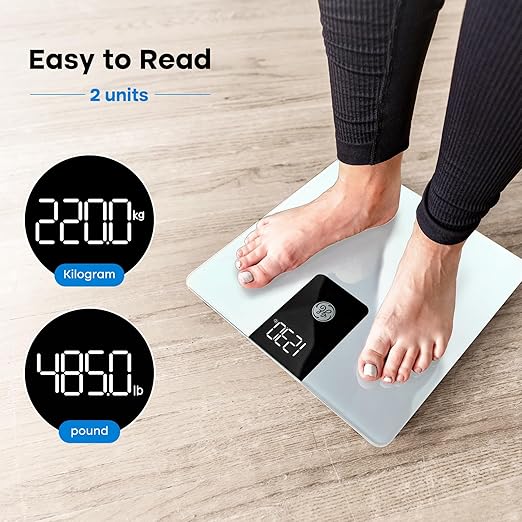 GE Scale Body Weight Bathroom: 500lb BMI Weight Scales for People Accurate Bluetooth Weighing Device Digital Electronic Weigh Machine White