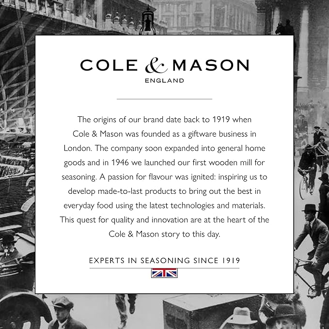 Cole & Mason London Refillable Spice Mill - Kitchen & Home Accessory - Salt & Pepper Grinder Set - Salt Mill with Ceramic Mechanism - Pepper Mill with Carbon Steel Mechanism - 8", Natural Beech