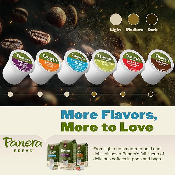 Panera Bread Madagascar Vanilla Light Roast Coffee Pods, 100% Arabica, Natural Flavor, Keurig Compatible Cups, No Artificial Ingredients, 60 Single Serve Pods (6 Packs of 10)