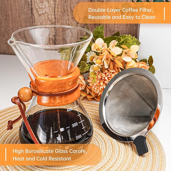 SuperCook Pour Over Coffee Kit, Coffee Maker Set, All in One Hand Drip Coffee Set, Coffee Grinder Manual Set, Ideal for Anniversary Birthday Gift