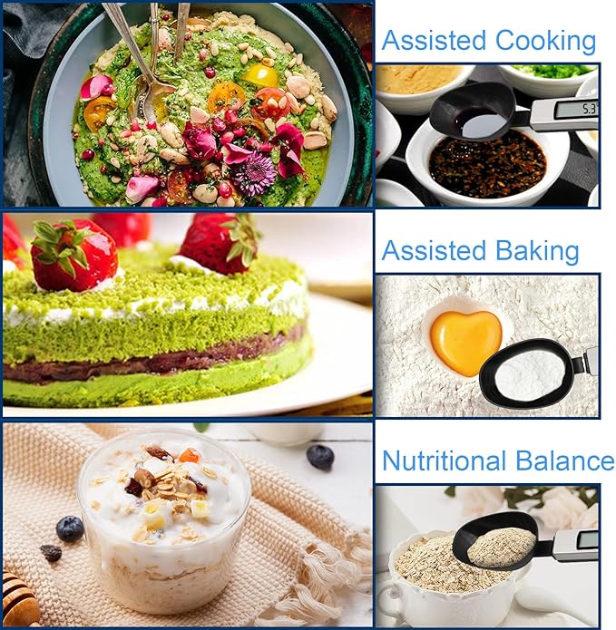 3T6B Kitchen Digital Measuring Spoon Food Scale Digital Multi-Function Small Digital Spoon Scale, Weight from 0.1 Grams to 500 Grams Support Unit g/oz/gn/ct (with 2 AAA Batteries)-LCD Display