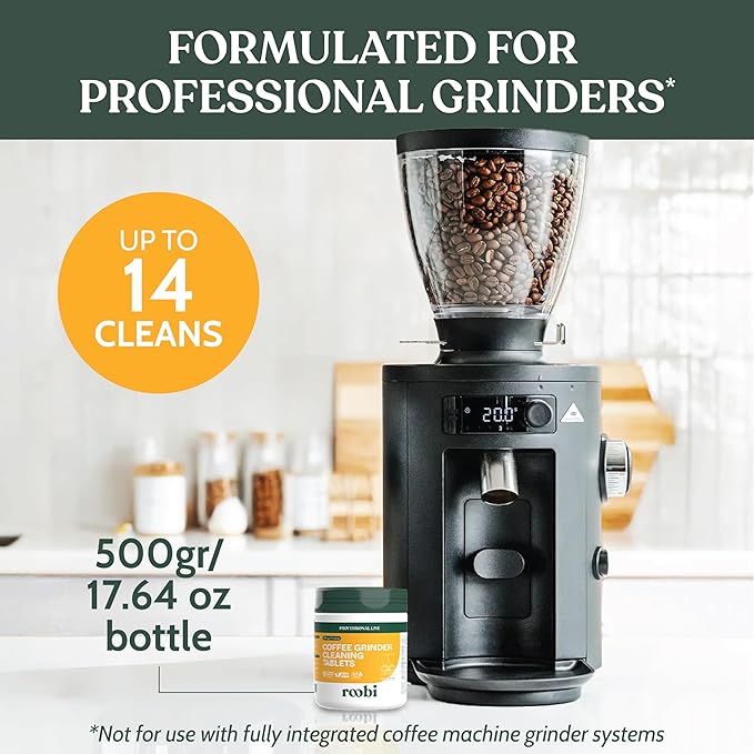 Roobi Professional Coffee Grinder Cleaning Tablets. Carbon Neutral Coffee Grinder Cleaner. Up to 14 cleans, 500gr.
