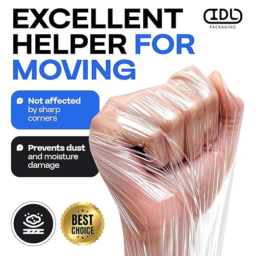 IDL Packaging F-31-8 Packaging 3" x 1000' Hand Bundling Stretch Film with Reusable Handle, Clear (Pack of 8)