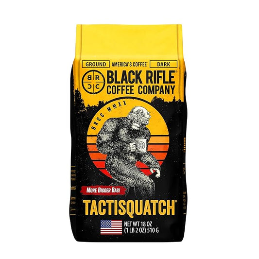 Black Rifle Coffee Company Tactisquatch, 18oz Bag, Ground Coffee Dark Roast - Roasted Blend Made from Arabica Beans - Colombian & Brazilian Beans - Veteran Founded & American Made