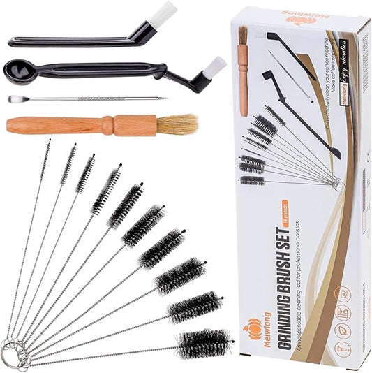 14 PCS Coffee Grinder Cleaning Brush Set,Espresso Machine Cleaning Brush Kit, Multifunctional Burr Cleaner Brushes Bristle Tools for Barista Home Kitchen Commercial Use