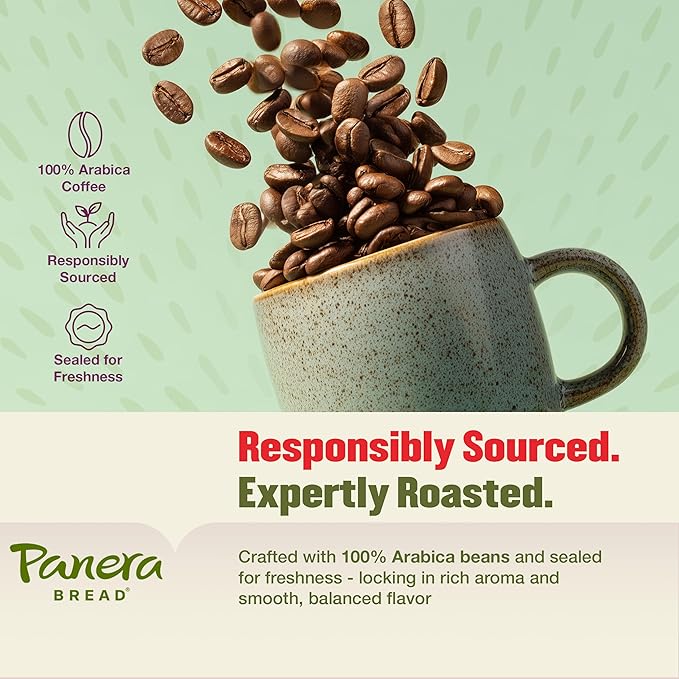 Panera Bread Colombian Coffee Cups, 100% Arabica Medium Roast, Smooth & Balanced with Brown Sugar Notes, No Artificial Ingredients, 60 Single Serve Pods (6 Packs of 10)